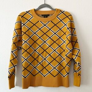 Tahari Gold Navy Print Sweater M